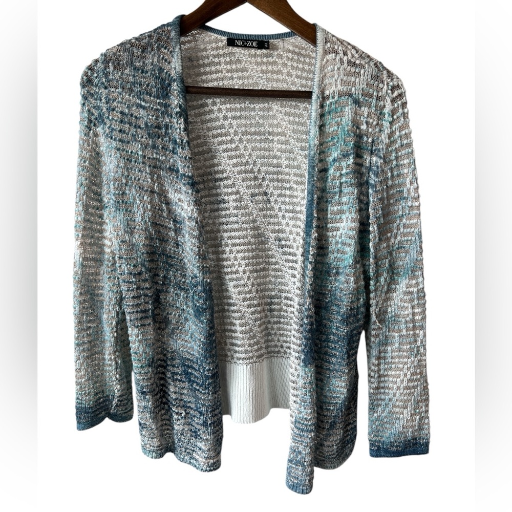 Nic + Zoe Boucle Cotton 3/4 Sleeve Cardigan